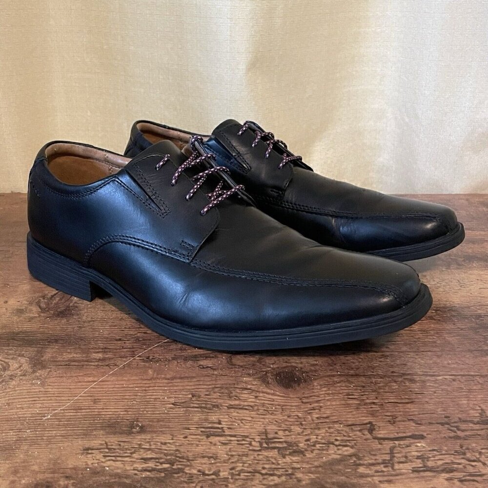 Clarks Mens Tilden Walk Oxford Dress Shoe Sz 11.5 M Black Leather Bicycle Toe